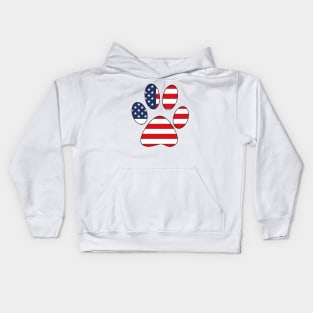 American Flag Dog Paw Kids Hoodie